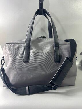 Away Gray Canvas Black Leather Accents Duffle Bag
